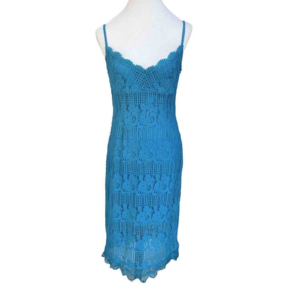 NSR Womens Teal Floral Lace Spaghetti Straps Midi Dress Size M